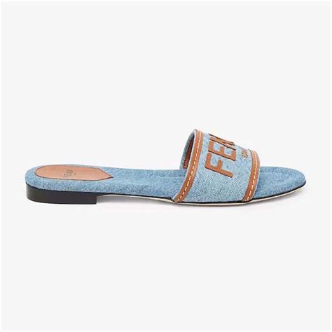 denim Fendi slides